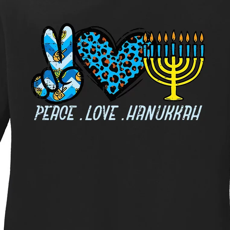 Peace Love Hanukkah Jewish Hanukkah Chanukah Ladies Long Sleeve Shirt