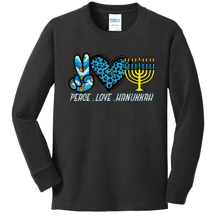 Peace Love Hanukkah Jewish Hanukkah Chanukah Kids Long Sleeve Shirt