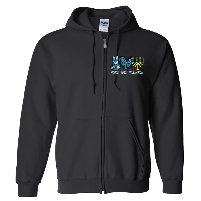 Peace Love Hanukkah Jewish Hanukkah Chanukah Full Zip Hoodie