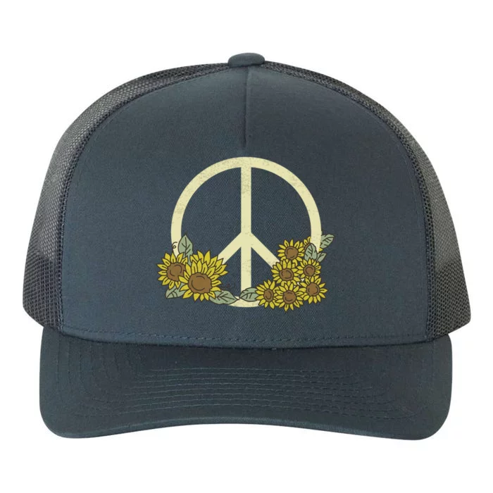 Peace Love Hippie Rastafari Peace Sign Sunflower Gift Yupoong Adult 5-Panel Trucker Hat