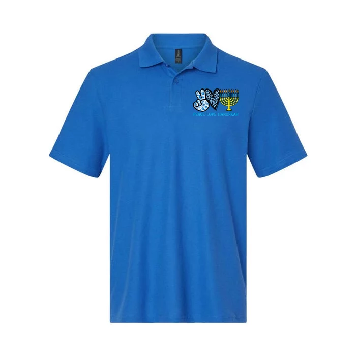 Peace Love Hanukkah Chanukah Menorah Jewish Softstyle Adult Sport Polo