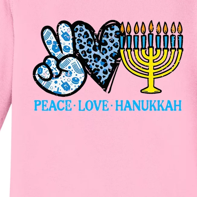 Peace Love Hanukkah Chanukah Menorah Jewish Baby Long Sleeve Bodysuit