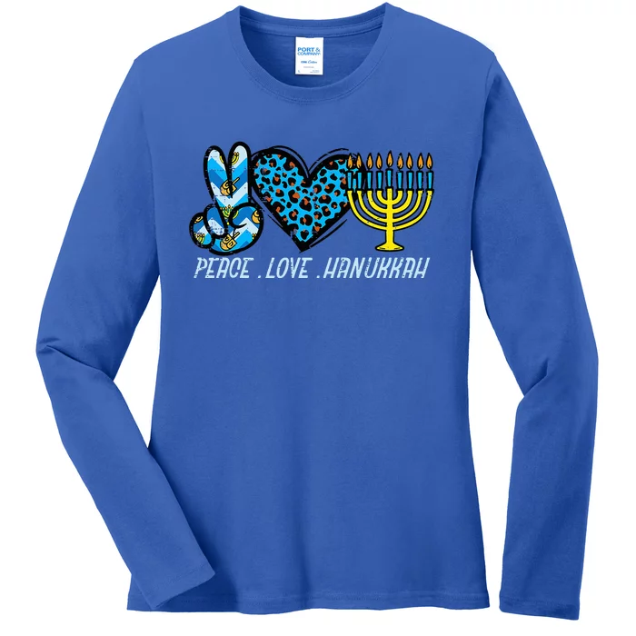 Peace Love Hanukkah Jewish Hanukkah Chanukah Ladies Long Sleeve Shirt