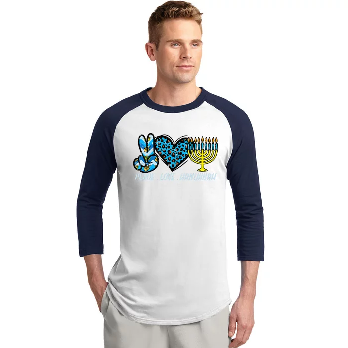 Peace Love Hanukkah Jewish Hanukkah Chanukah Baseball Sleeve Shirt