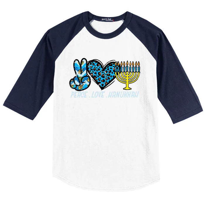 Peace Love Hanukkah Jewish Hanukkah Chanukah Baseball Sleeve Shirt