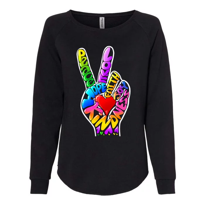 Peace Love Hope Joy Faith Kindness Womens California Wash Sweatshirt