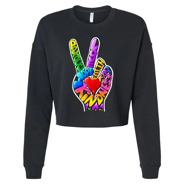 Peace Love Hope Joy Faith Kindness Cropped Pullover Crew