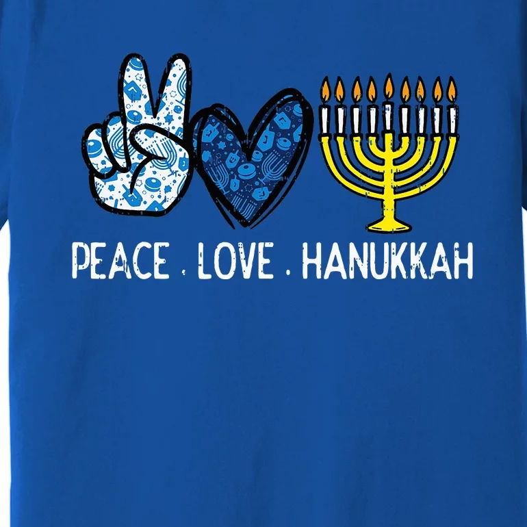 Peace Love Hanukkah Retro Chanukah Jewish Premium T-Shirt