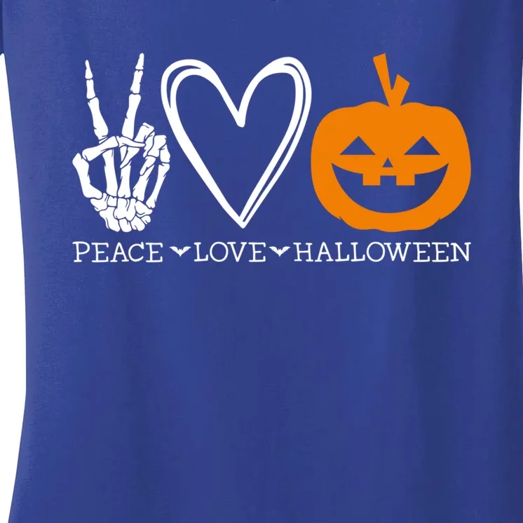 Peace Love Halloween Humorous Design For Fans Of Spooky Gift Women's V-Neck T-Shirt