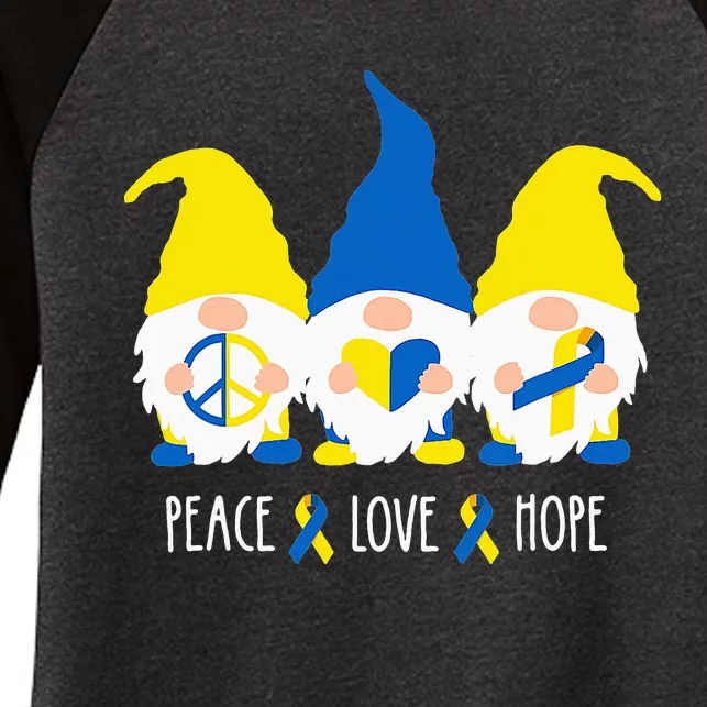 Peace Love Hope Cute Gnomes Down Syndrome Awareness Women's Tri-Blend 3/4-Sleeve Raglan Shirt