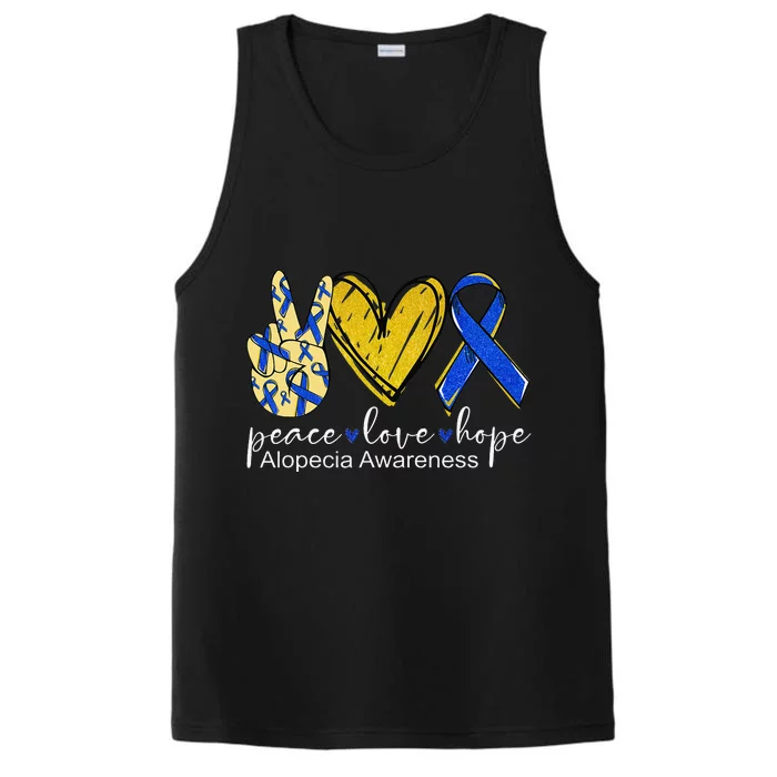 Peace Love Hope Alopecia Awareness Blue Ribbon Performance Tank