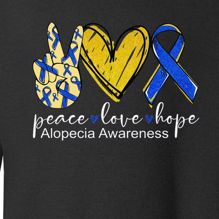 Peace Love Hope Alopecia Awareness Blue Ribbon Toddler Sweatshirt