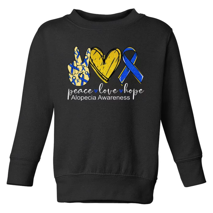 Peace Love Hope Alopecia Awareness Blue Ribbon Toddler Sweatshirt