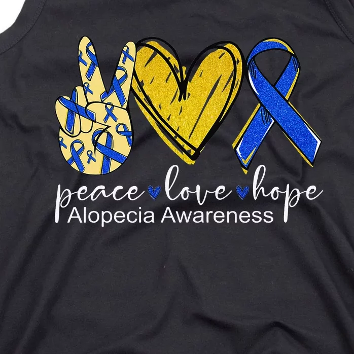 Peace Love Hope Alopecia Awareness Blue Ribbon Tank Top