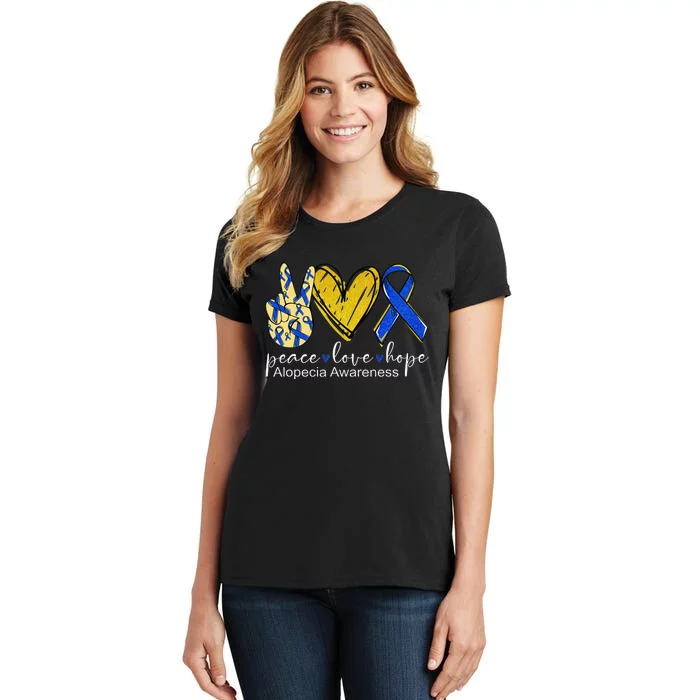 Peace Love Hope Alopecia Awareness Blue Ribbon Women's T-Shirt