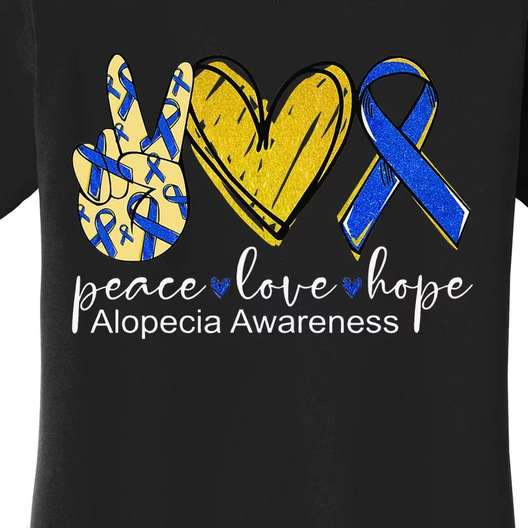 Peace Love Hope Alopecia Awareness Blue Ribbon Women's T-Shirt