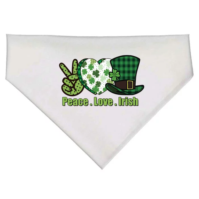 Peace Love Irish Plaid St Pattricks Day USA-Made Doggie Bandana