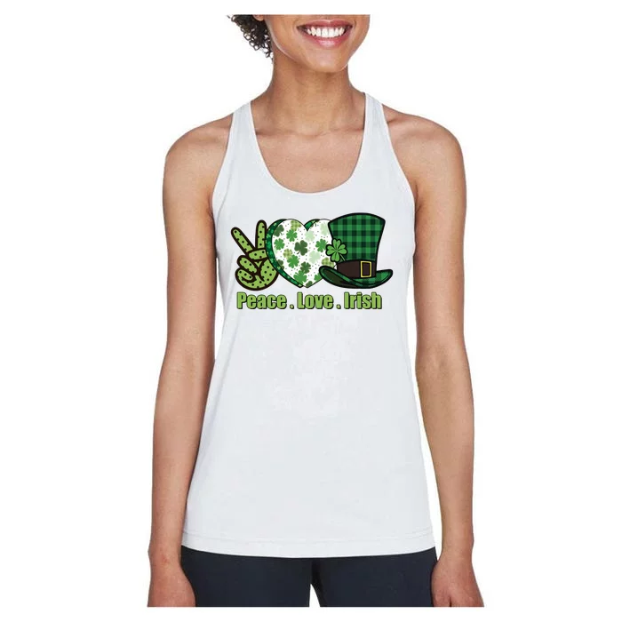 Peace Love Irish Plaid St Pattricks Day Women's Racerback Tank