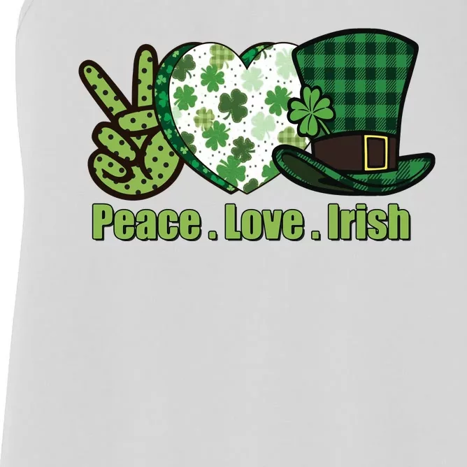 Peace Love Irish Plaid St Pattricks Day Women's Racerback Tank