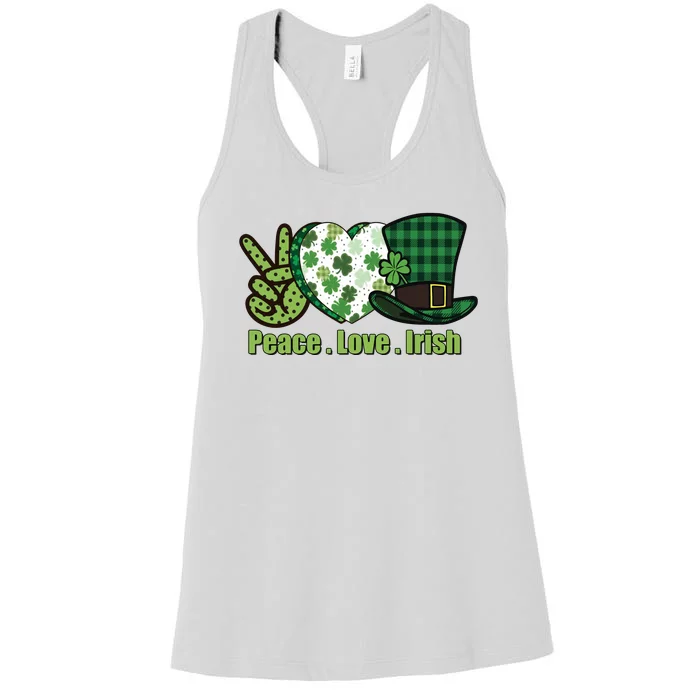 Peace Love Irish Plaid St Pattricks Day Women's Racerback Tank