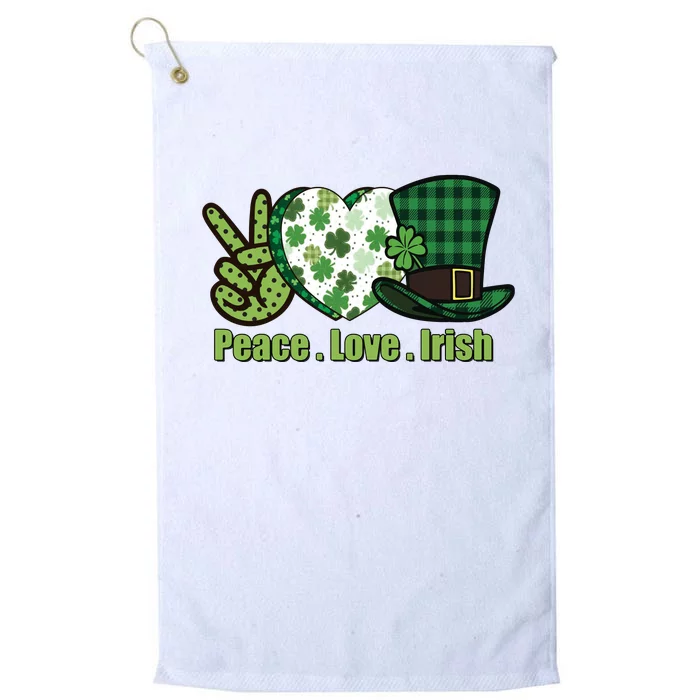 Peace Love Irish Plaid St Pattricks Day Platinum Collection Golf Towel