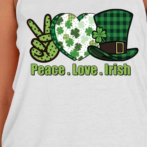 Peace Love Irish Plaid St Pattricks Day Women's Knotted Racerback Tank