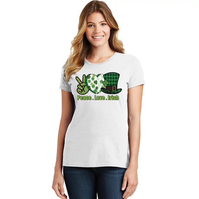 Peace Love Irish Plaid St Pattricks Day Women's T-Shirt