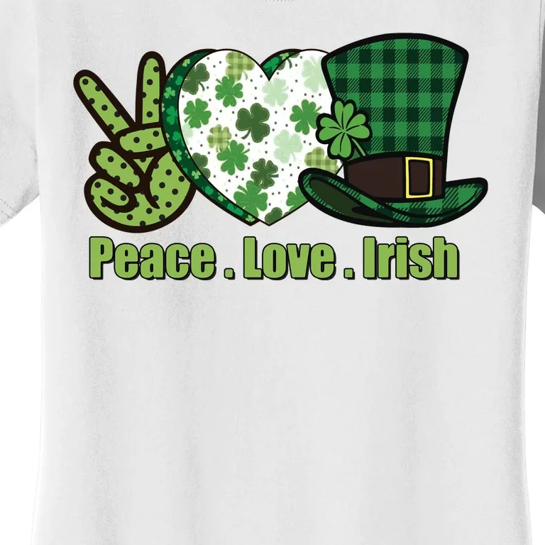 Peace Love Irish Plaid St Pattricks Day Women's T-Shirt