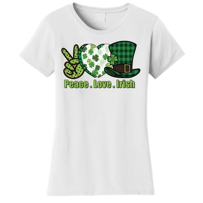 Peace Love Irish Plaid St Pattricks Day Women's T-Shirt