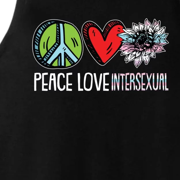 Peace Love Intersexual Pride Sunflower Lgbtq Proud Ally Cool Gift Ladies Tri-Blend Wicking Tank