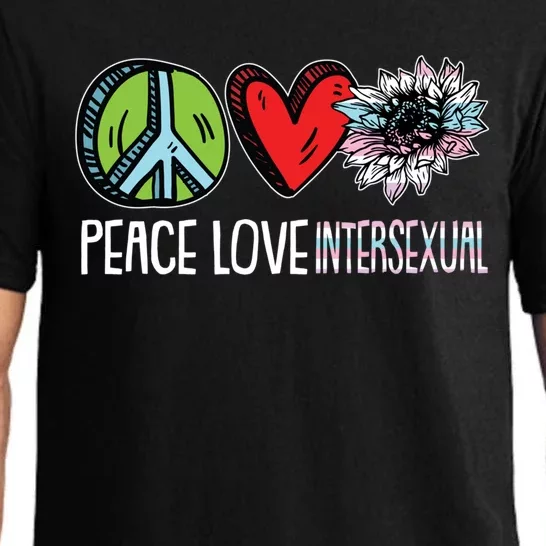 Peace Love Intersexual Pride Sunflower Lgbtq Proud Ally Cool Gift Pajama Set