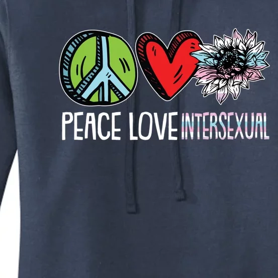 Peace Love Intersexual Pride Sunflower Lgbtq Proud Ally Cool Gift Women's Pullover Hoodie