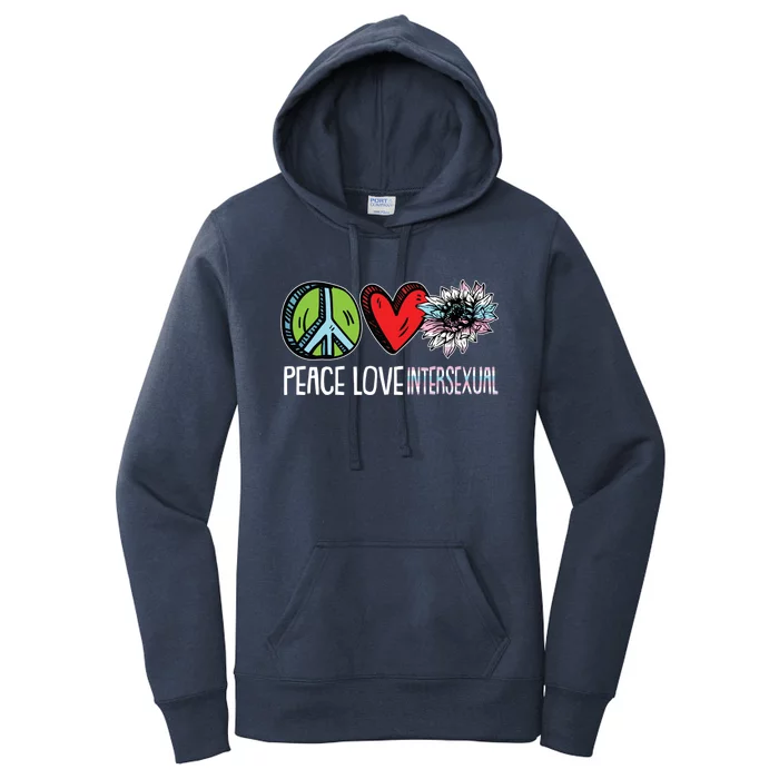 Peace Love Intersexual Pride Sunflower Lgbtq Proud Ally Cool Gift Women's Pullover Hoodie