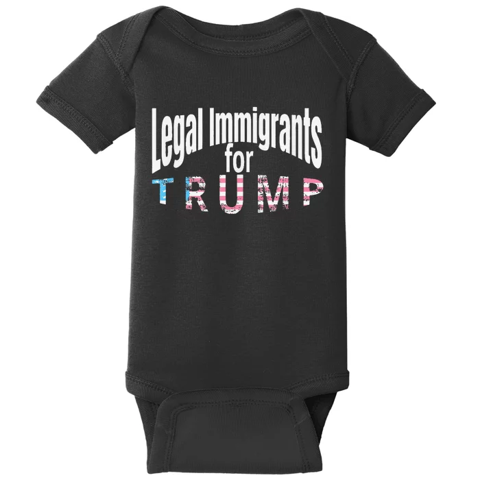 Patriotic Legal Immigrant Support Trump 2024 American Flag Baby Bodysuit