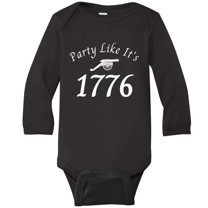 Party Like It’s 1776, American, Liberty, 4th Of July US Flag Baby Long Sleeve Bodysuit