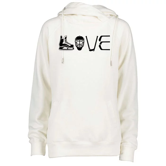 Peace Love Ice Hockey Game Day Ice Hockey Player Christmas Gift Womens Funnel Neck Pullover Hood