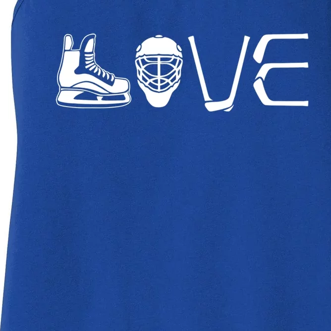 Peace Love Ice Hockey Game Day Ice Hockey Player Christmas Gift Women's Racerback Tank