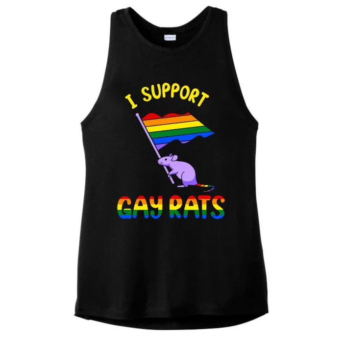 Pride Lgbtq I Support Gay Rats Gift Ladies Tri-Blend Wicking Tank