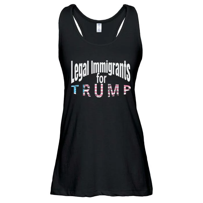 Patriotic Legal Immigrant Support Trump 2024 American Flag Ladies Essential Flowy Tank