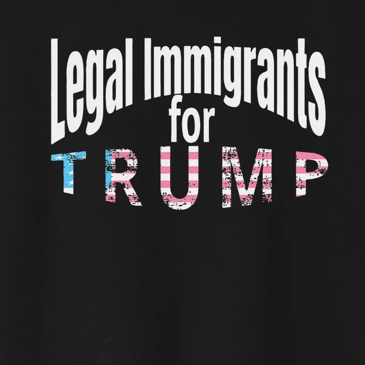 Patriotic Legal Immigrant Support Trump 2024 American Flag Women's Crop Top Tee