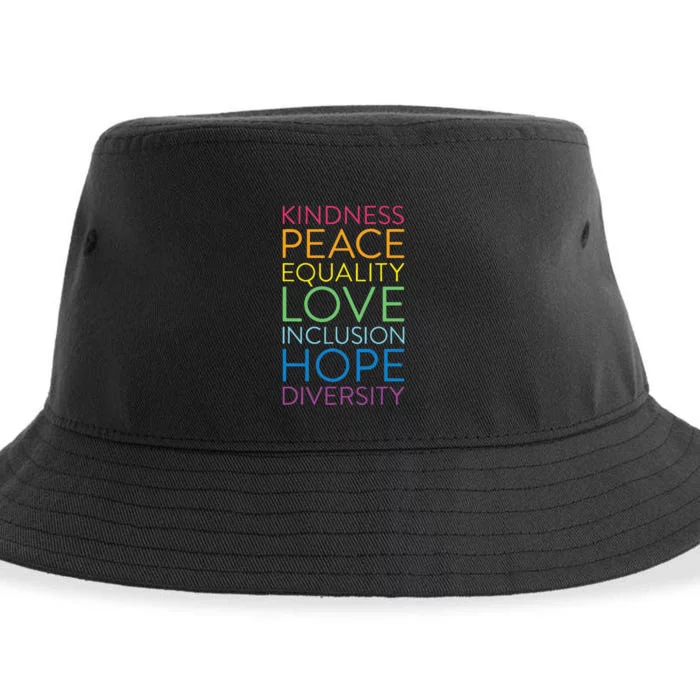 Peace Love Inclusion Equality Diversity Human Rights Sustainable Bucket Hat