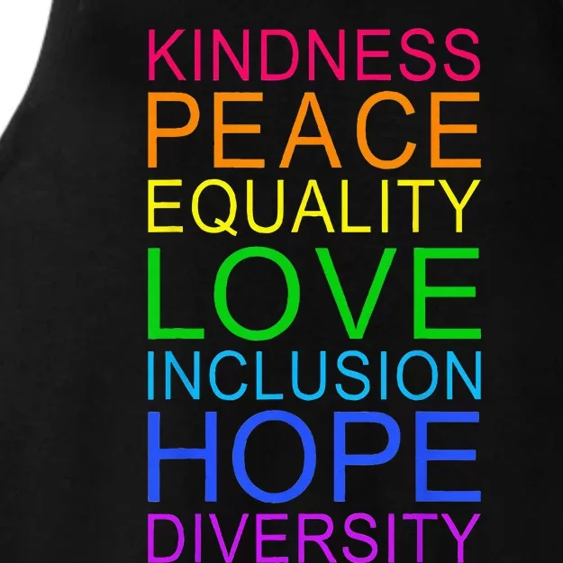 Peace Love Inclusion Equality Diversity Human Rights LGBTQ Ladies Tri-Blend Wicking Tank