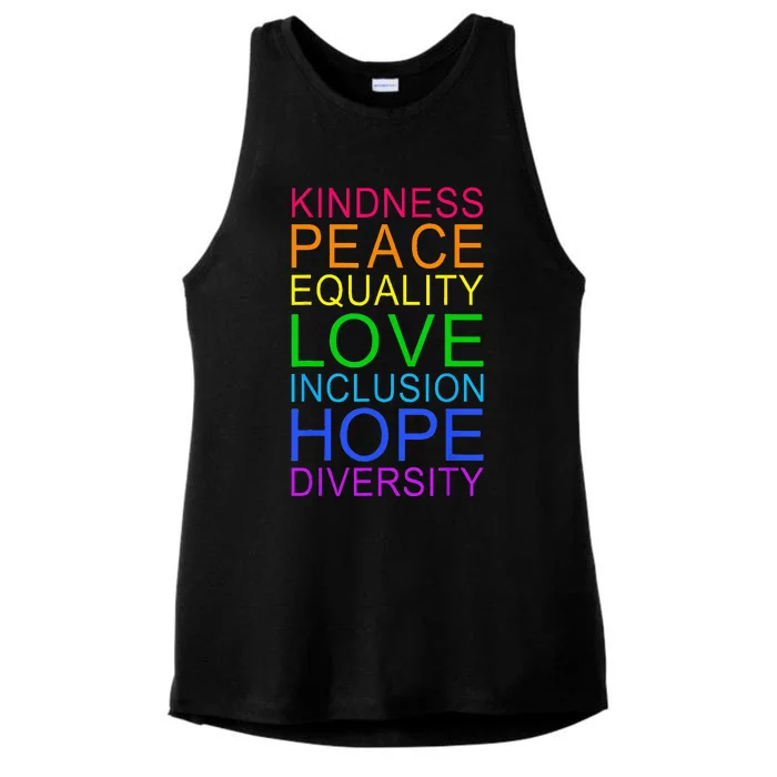 Peace Love Inclusion Equality Diversity Human Rights LGBTQ Ladies Tri-Blend Wicking Tank