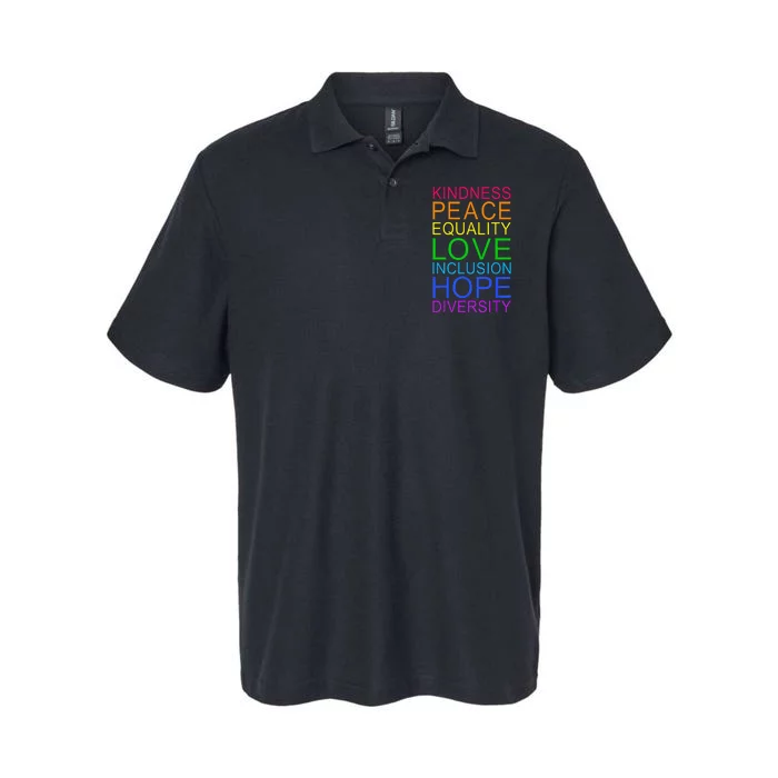 Peace Love Inclusion Equality Diversity Human Rights LGBTQ Softstyle Adult Sport Polo