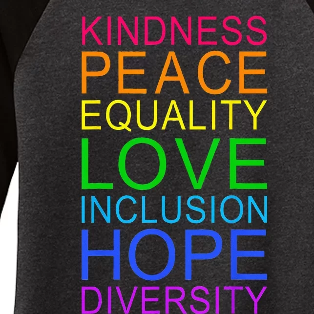 Peace Love Inclusion Equality Diversity Human Rights LGBTQ Women's Tri-Blend 3/4-Sleeve Raglan Shirt