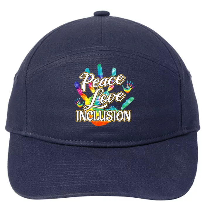 Peace Love Inclusion Sped Squad Special Ed Teacher Cute Gift 7-Panel Snapback Hat