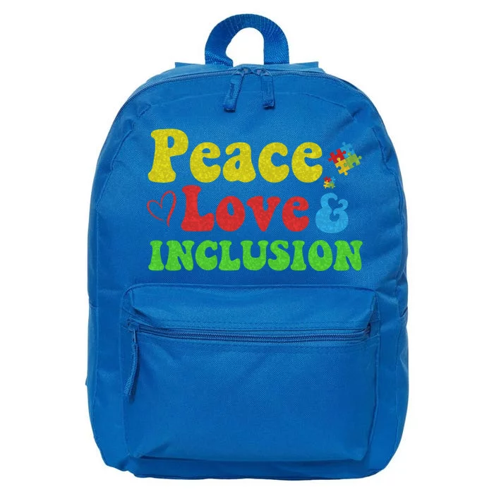 Peace Love Inclusion Sped Squad Special Ed Teacher Gift 16 in Basic Backpack