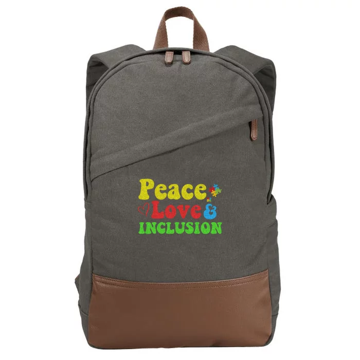 Peace Love Inclusion Sped Squad Special Ed Teacher Gift Cotton Canvas Backpack