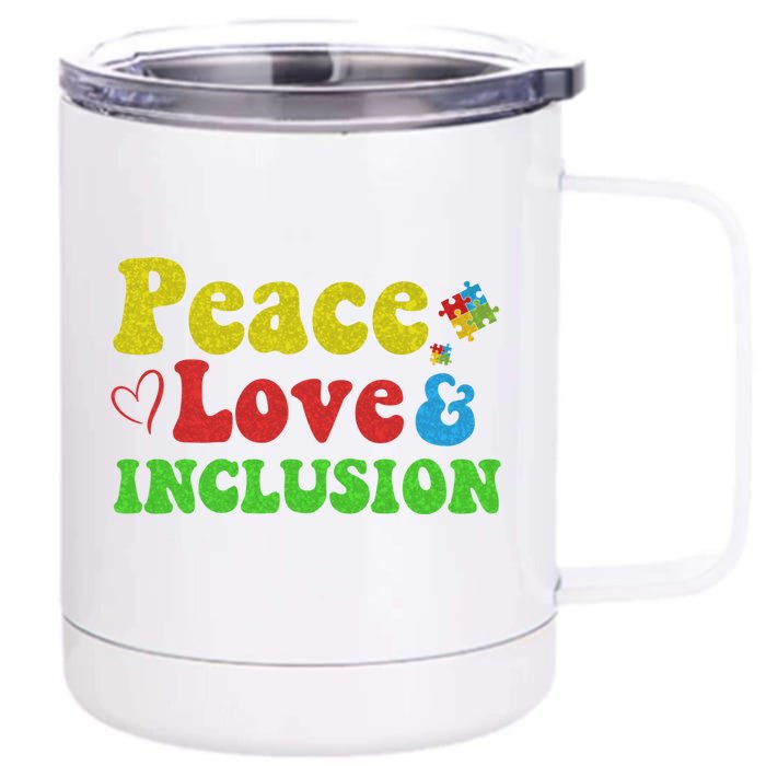 Peace Love Inclusion Sped Squad Special Ed Teacher Gift Front & Back 12oz Stainless Steel Tumbler Cup