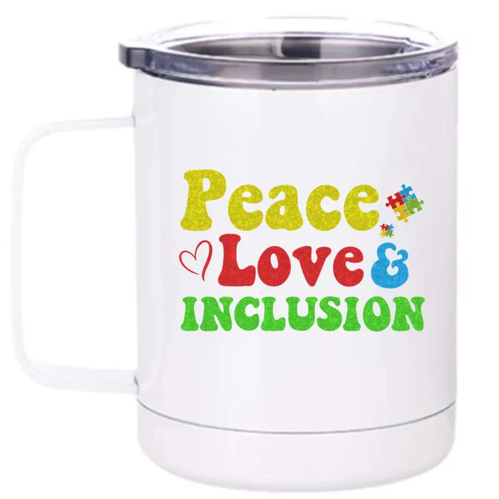 Peace Love Inclusion Sped Squad Special Ed Teacher Gift Front & Back 12oz Stainless Steel Tumbler Cup